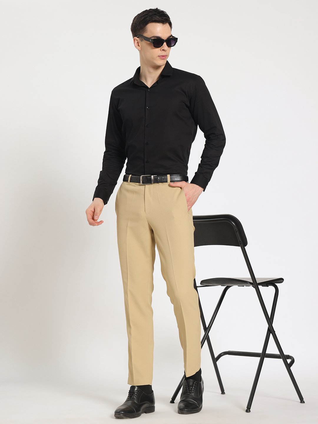 MM-21 Beige Men’s Slim Fit Formal Trousers – Smart Casual Wear-CM06