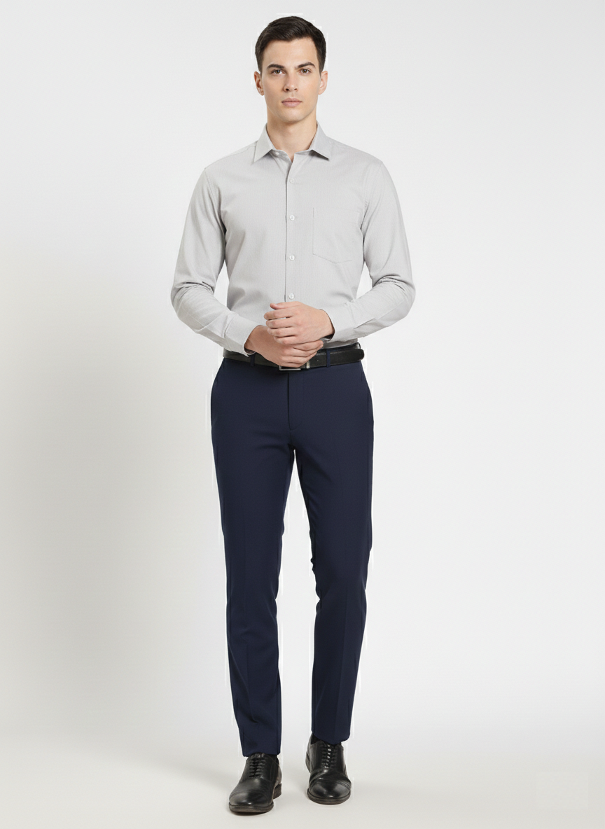 MM-21 Navy Blue Men’s Slim Fit Formal Trousers – Smart Casual Wear-CM07