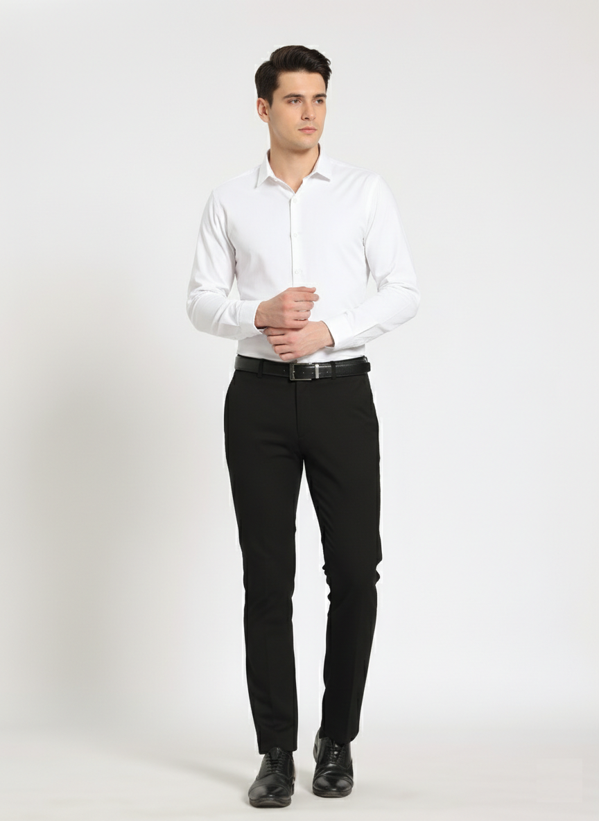 MM-21 Black Men’s Slim Fit Formal Trousers – Smart Casual Wear-CM09