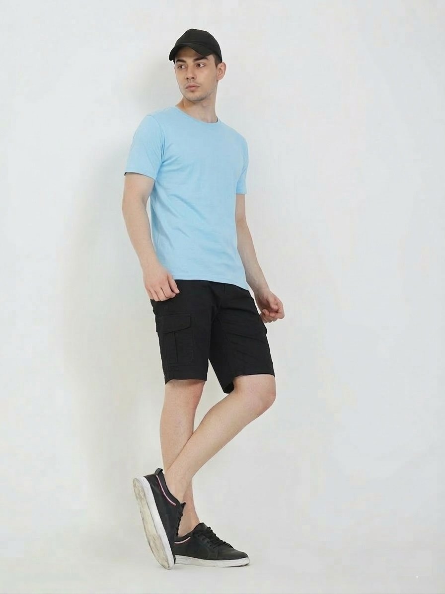 MM-21 Black Men’s Regular Fit Cotton Chino Shorts – Casual Wear-MJ20